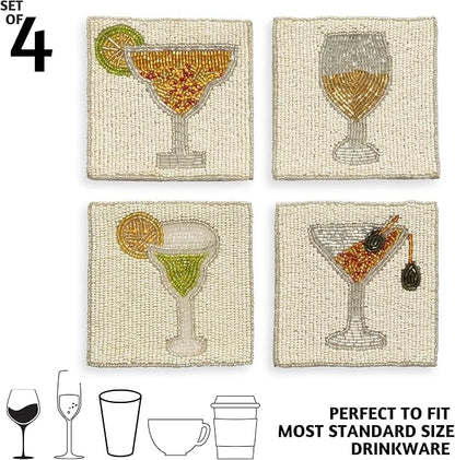 Folkulture Coasters Set of 4 for Drink, Coffee Bar Accessories, Table Décor | - Image 3