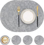 homing Round Faux Leather Placemat and Coaster 4 Packs, Washable Heat Resistant Dining Place Mats, Wipeable Double-Sided Table Mats for Indoor and Outdoor, Diameter 13 and 3.93 inch, Light Grey