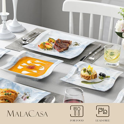 MALACASA Plates and Bowls Sets, 26 Piece Blue Dinnerware Sets - Image 3