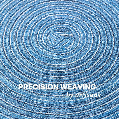 Round Placemats Set of 8 Woven Placemats Washable Braided Table Mats for Dining Table Heat Resistant Non-Slip Circle Place Mats(Mid Blue)