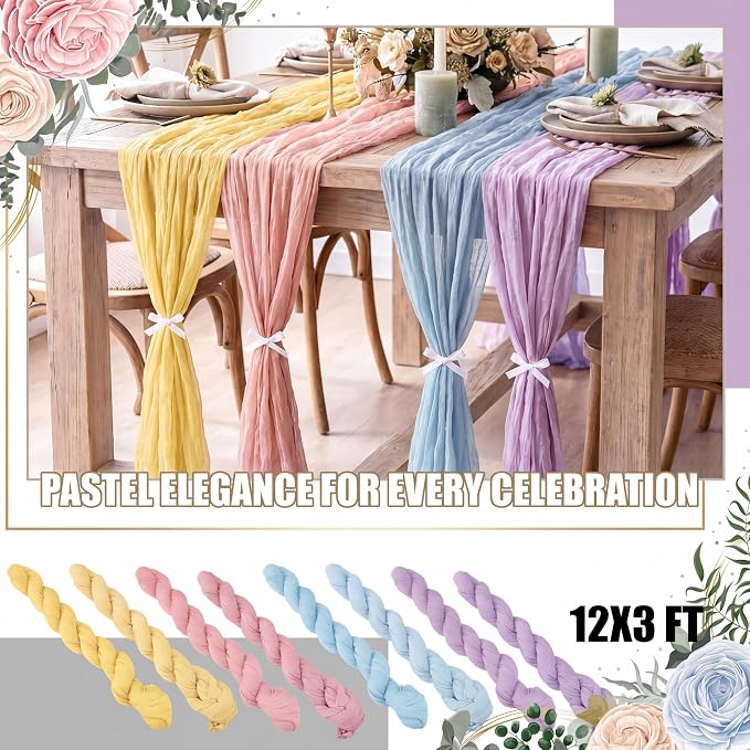 12 Pcs Pastel Cheesecloth Gauze Table Runners - Image 7