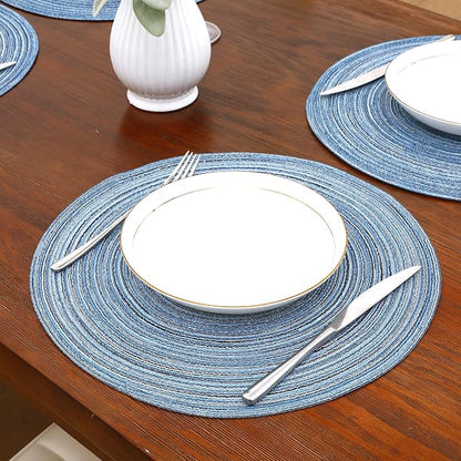 SHACOS Round Braided Placemats Set of 4 Dining Table Placemats 15 inch Circle - Image 5