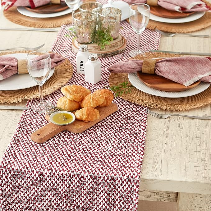 DII Woven Basics Collection 100% Cotton Knit Table Runner, Tango Red - Image 4
