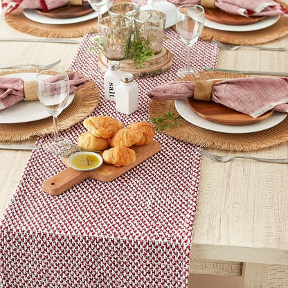 DII Woven Basics Collection 100% Cotton Knit Table Runner, Tango Red - Image 4
