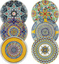 HENXFEN LEAD Dinner Plates Set of 6-10.5 Inch Large Ceramic Plates, Colorful Serving Dishes for Kitchen & Restaurant, Dishware, Microwave & Oven safe - Bohemian Style
