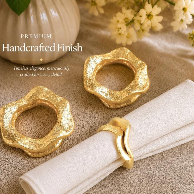 Modern Aluminum Napkin Rings Set of 6, Lightweight Metal Table Decor, - Image 2