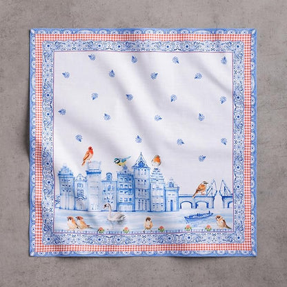 Maison d' Hermine Cloth Napkins Set of 4 100% Cotton Everyday Reusable Square Napkins Cloth Washable Dinner Wedding Restaurant Valentines Day Decorations Spring/Summer (Amsterdam Canals, 20" x 20")