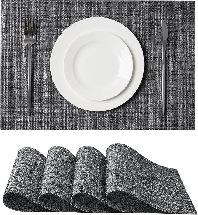Leetaltree Black and Grey Woven Placemats Set of 4 by Leetaltree-ArtatEveryTable