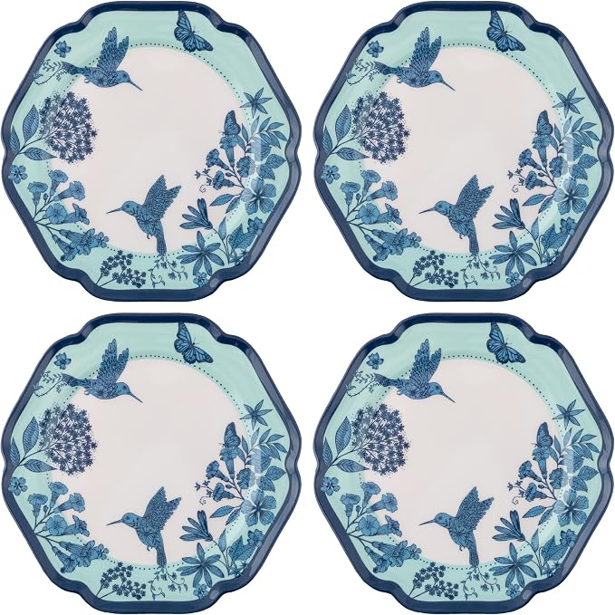 Karma, 8.75 inches Melamine Salad Plates Set of 4, Reusable Dishwasher Safe by KarmaGifts