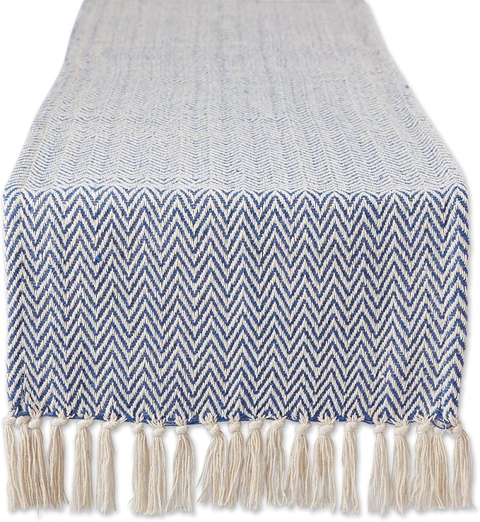 DII Woven Basic Tabletop Collection, Chevron Table Runner, Nautical Blue by DII