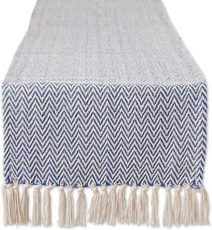 DII Woven Basic Tabletop Collection, Chevron Table Runner, Nautical Blue by DII