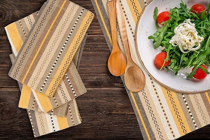 Lightnpro Salsa Stripes Cloth Napkins Set of 12 – Wedding, Christmas & Holiday Table Napkins, Machine Washable Cloth Napkins for Special Occasions & Everyday Use - 18x18 Inch Beige Multi