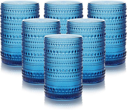 HomeVogue 15 oz Blue Hobnail Drinking Glasses by HomeVogue