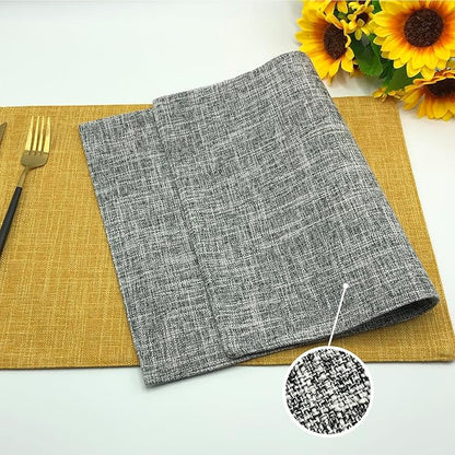 Rilassato Textile Placemats, Set of 4 Heat-Resistant Placemats for Kitchen Table, Washable Durable Linen Table Mats Woven Placemats (4, Light Grey)