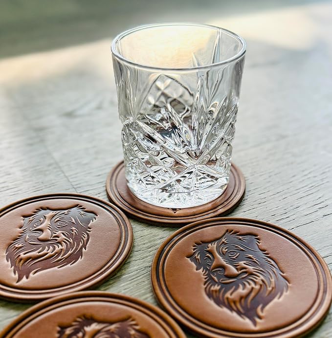 Dog Breed Leather Coasters – Premium Full Grain Table Protectors - Image 2