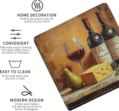 Marble Coasters Square Leather Drinks Coaster Set - Image 3