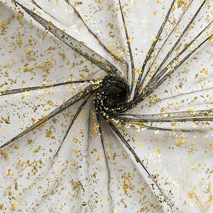 Artoid Mode Black Gold Gauze Table Runner 120 Inch 10FT, Glitter Metallic Foil Sheer Dining Wedding Anniversary Holiday Birthday Table Decor for Home Party