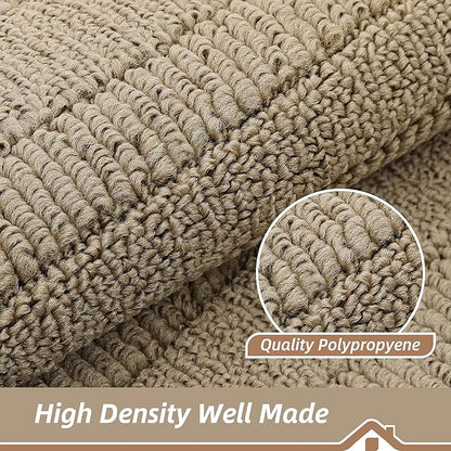 BEQHAUSE 24x36 Inch Kitchen Rug Mat Durable Kitchen Rugs Non-Slip Washable Absorbent Kitchen Mats for Floor Dirt-Resistant Semicircular Kitchen Mat (Beige)