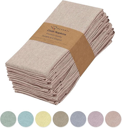 Ruvanti Cloth Napkins Set of 12, 18x18 Reusable Napkins Cloth Washable, Soft & Durable Table Napkin, Poly Cotton Fabric Dinner Napkins for Parties, Christmas, Thanksgiving, Weddings - Rust