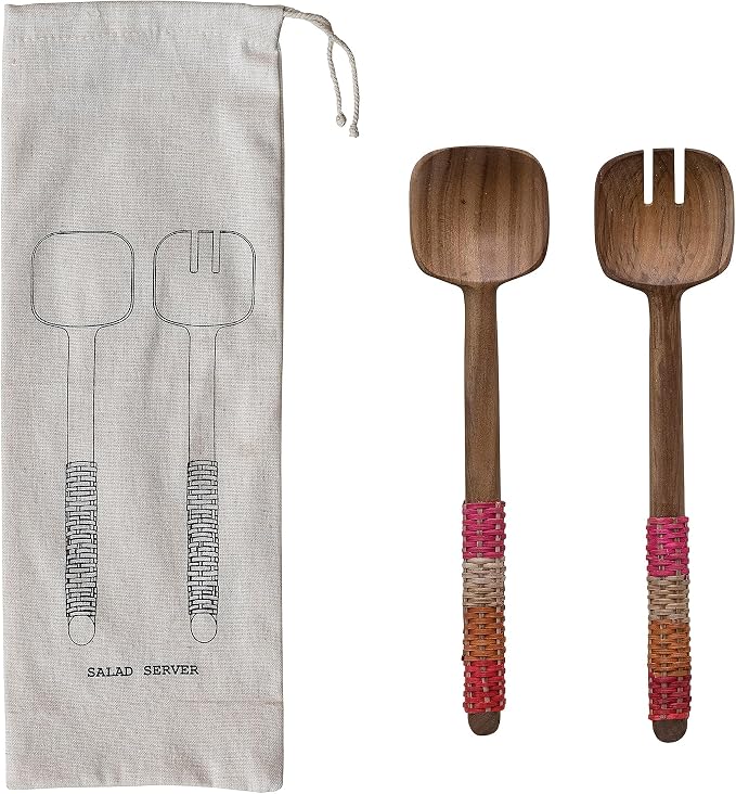 12 Inches Teakwood Kitchen Salad Servers by Unknown