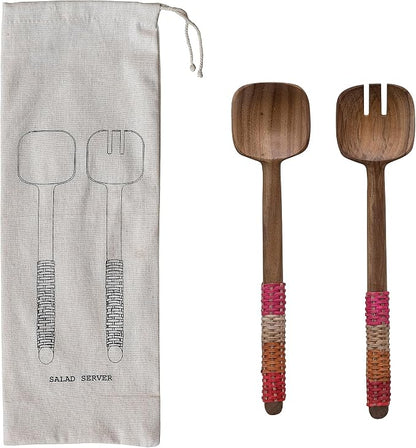 12 Inches Teakwood Kitchen Salad Servers by Unknown