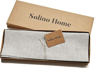 Solino Home Linen Placemats Set of 6 - Oyster Grey Placemats 14 x 19 Inch - 100% Pure Linen Table Mats for Spring, Easter - Athena