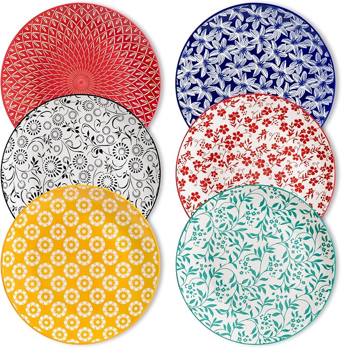 vancasso 10.25" Ceramic Dinner Plates Set of 6, Muted Vintage | Microwave by vancasso