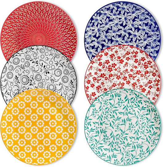 vancasso 10.25" Ceramic Dinner Plates Set of 6, Muted Vintage | Microwave by vancasso