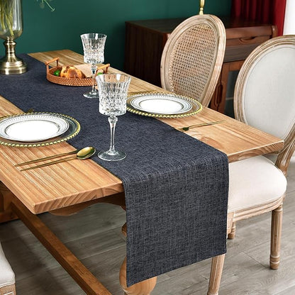 NEWISHER Reversible Double Layer Table Runner Faux Linen Fabric 13x60inch | by Newisher
