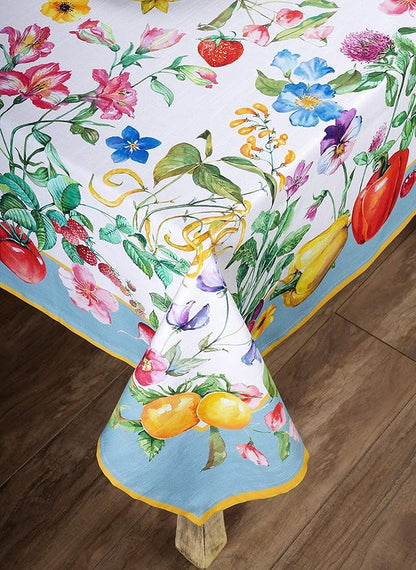 Maison d' Hermine Table Cloth Rectangle Table 100% Cotton 60 x 108 Inches Tablecloth Reusable Decorative for Dining Room Farmhouse Home Valentines Day Decorations Spring Summer - Giverny