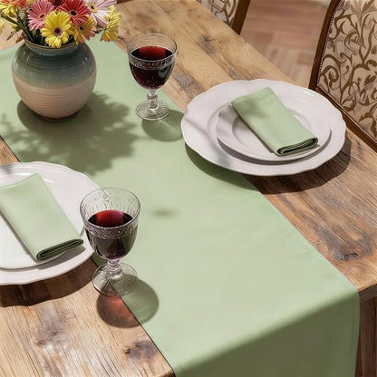 MEANMOY Sage Green Table Runner 90 Inches Long Waterproof Table Runners | - Image 6
