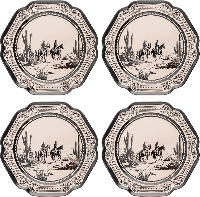 Karma, 8.75 inches Melamine Salad Plates Set of 4, Reusable Dishwasher Safe by KarmaGifts