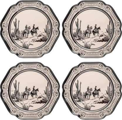 Karma, 8.75 inches Melamine Salad Plates Set of 4, Reusable Dishwasher Safe by KarmaGifts