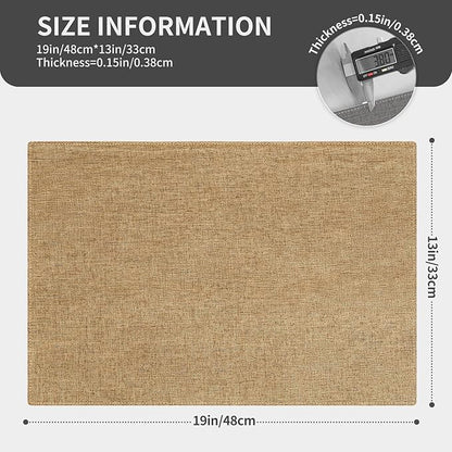 Cloth Placemats, Set of 4 Heat-Resistant Cotton Linen Blend Double Layered Machine Washable Place Mats, Wrinkle Free Thick Fabric Dining Table Mats for Indoors & Outdoors (Natural Linen, 4)