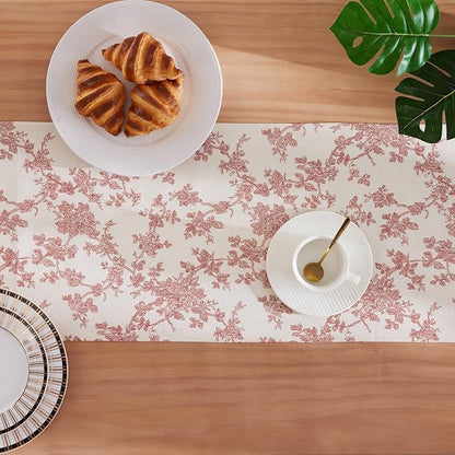 French Pastoral Farmhouse Table Runners, 13x36 Inch Red | 100% Organic Cotton - Image 4