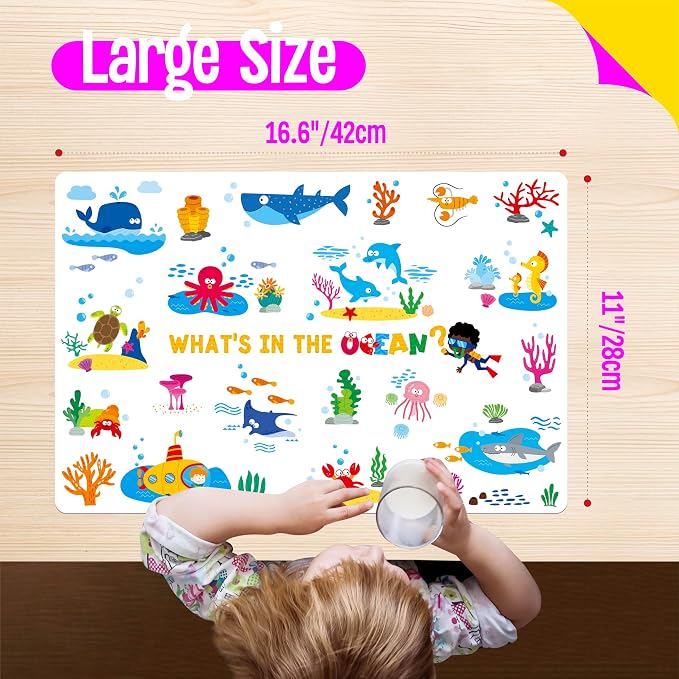 6 Pack Placemats for Kids, Non-Slip Washable, Reusable Placemat - Image 3
