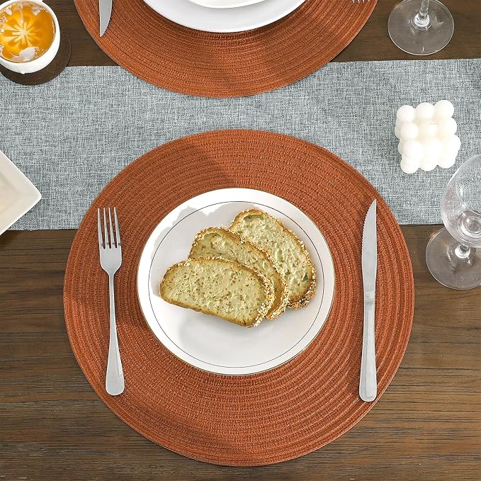 SHACOS Round Placemats Set of 8 Washable 15 inch Round Placemat Cotton - Image 8