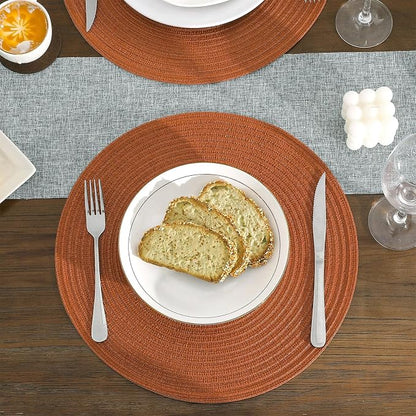 SHACOS Round Placemats Set of 8 Washable 15 inch Round Placemat Cotton - Image 8