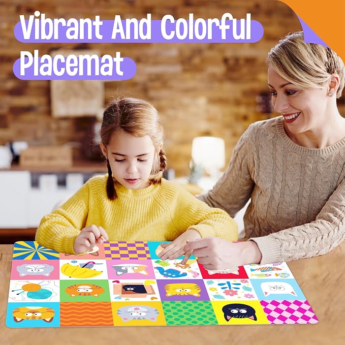 6 Pack Placemats for Kids, Non-Slip Washable Dining Mats, Reusable Cat-Themed - Image 7