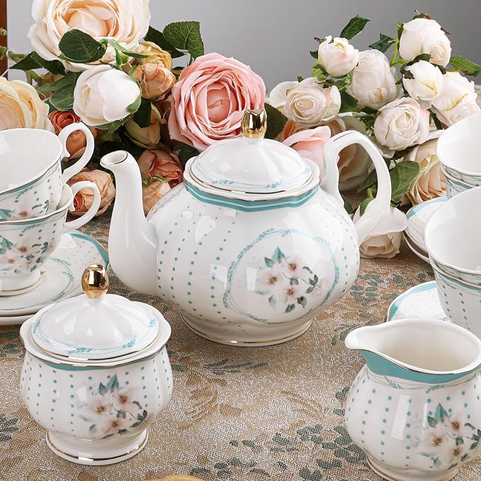 fanquare 21 Pieces Royal Style Porcelain Tea Set - Image 5