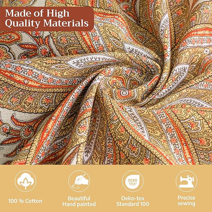 Maison d' Hermine Table Cloth Round Table 100% Cotton 69 Inches Fall Tablecloth Reusable Everyday Use for Thanksgiving Christmas Decorations Dining Farmhouse Party (Kashmir Paisley)