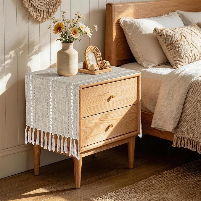 Bedside Table Runner 15.7 x 36 inches, Rustic Linen Small Coffee Table Cover - Image 6