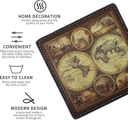 Marble Coasters Square Leather Drinks Coaster Set - Image 3