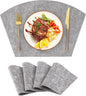 Homaxy Round Table Placemats Set of 4, Washable Wedge Shaped Faux Leather Table Mats, Wipeable Kitchen Dinner Place Mats for Indoor Outdoor, Light Grey