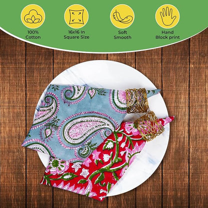 DIYANAIMPEX 10 Pc Cotton Cloth Napkins Hand Block Print Hand Made Size 16x16 - Image 5