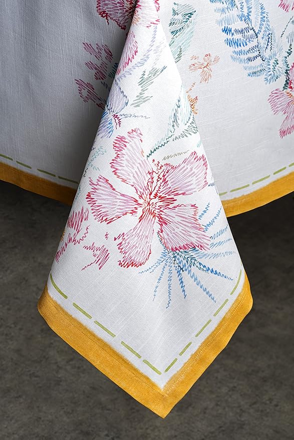 Maison d' Hermine Table Cloth Rectangle Table 100% Cotton 70 x 120 Inches Tablecloth Reusable Decorative for Dining Room Farmhouse Home Valentines Day Decorations Spring Summer - Paradise Island