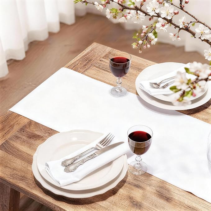 FOLINS&HOME White Waterproof Decorative Table Runner 60 Inches Long | 210GSM - Image 2