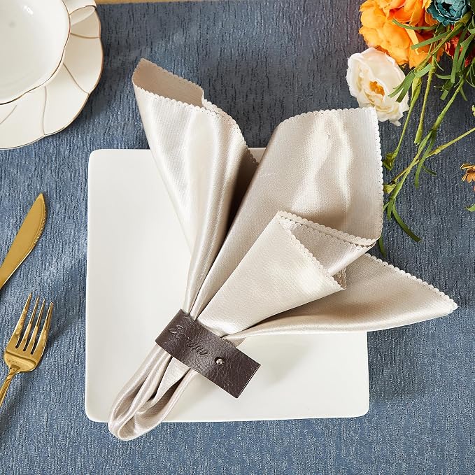 Dark Brown Napkin Rings Set of 6 – Elegant Leather Napkin Ring Holders - Image 3
