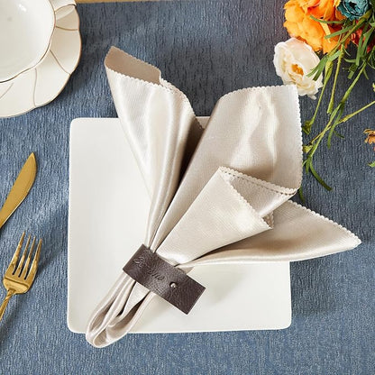 Dark Brown Napkin Rings Set of 6 – Elegant Leather Napkin Ring Holders - Image 3