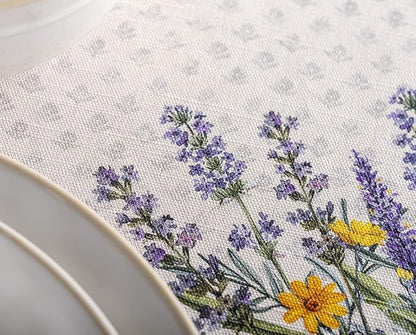 Maison d' Hermine Table Cloth Round Table 100% Cotton 63 Round Inches Tablecloth Reusable Decorative for Dining Room Farmhouse Home Valentines Day Decorations Spring Summer - Fanny Lavender